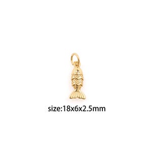 Pendentif poisson rempli d'or 18 carats, collier délicat de boucles d'oreilles à breloques en forme de poisson pour la fabrication de bijoux à bricoler soi-même