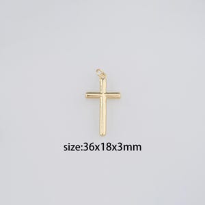 18K Gold Filled Cross Pendant,Religious Charm Earrings Necklace for DIY Jewelry Making Supply