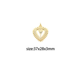 18K Gold Filled Heart Pendant,Dainty Love Heart Charm Earrings Necklace for DIY Jewelry Making Supply