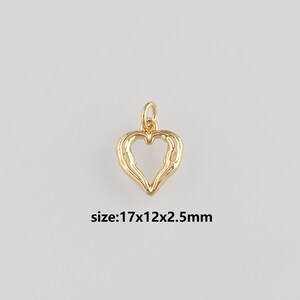 18K Gold Filled Heart Pendant,Heart Charm Earrings Necklace for DIY Jewelry Making Supply