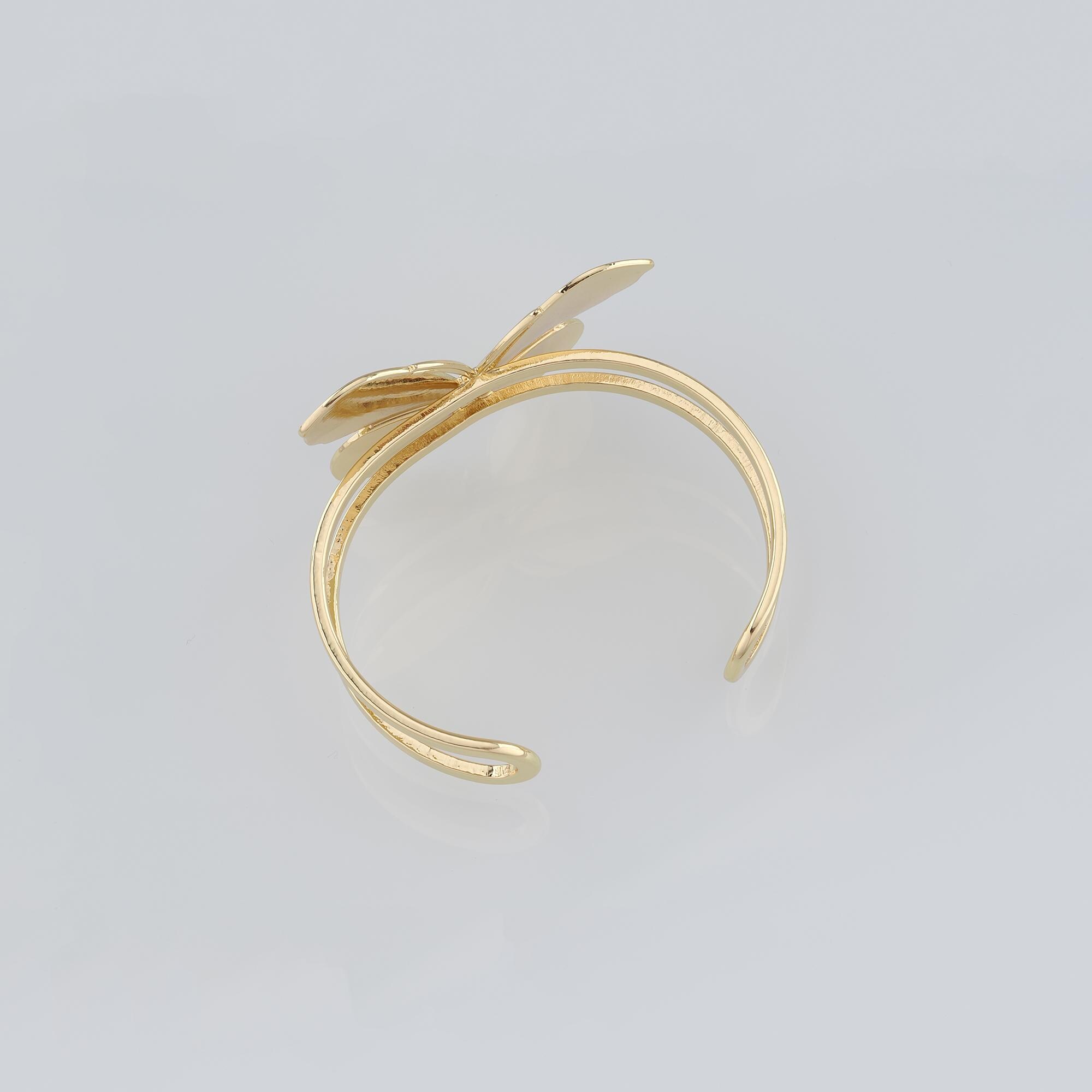 18K ゴールドフィルド バタフライ バングル - ゴールド カフ バングル