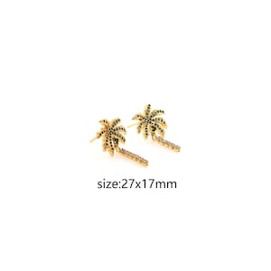 18K Gold Filled Coconut Tree Earrings,Dainty Tree Earrings,Gold Huggie Hoops,Minimalist Earrings