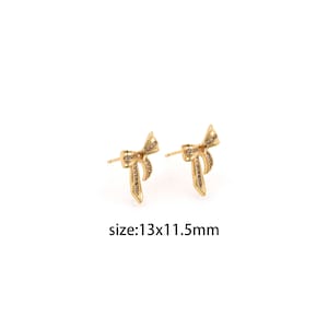 18K Gold Filled Bow Stud Earrings,Dainty Hoops,Round Huggie Hoops,Minimalist Earrings