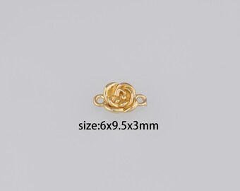 20pcs 18K Gold Filled Flower Connector,Dainty Flower Charm Necklace Bracelet for DIY Jewelry Making Supply