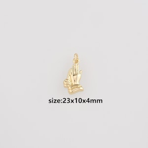 18K Gold Filled Hand Pendant,Gold Gesture Charm Earrings Necklace for DIY Jewelry Making Supply