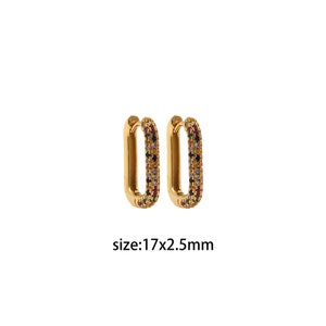 18K Gold Filled Rectangle Hoops Earrings,CZ Earrings,Dainty Hoops,Gold Huggies Hoops,Minimalist Earrings,Gift for Her