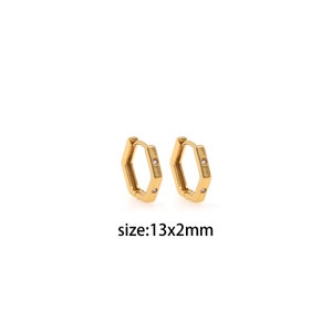 18K Gold Filled CZ Hexagon Earrings,Dainty Hexagon Hoop Earrings,Minimalist Earrings,Gold Hoop Earrings,Huggie Earrings