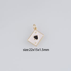 18K Gold gefüllte Poker Anhänger, Emaille Spielkarte Charme Ohrringe Halskette für DIY Schmuckherstellung Versorgung