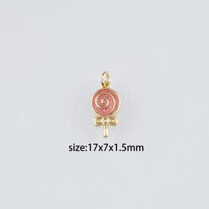 18K Gold Filled Lollipop Pendant,Enamel Candy Charm Earrings Necklace for DIY Jewelry Making Supply