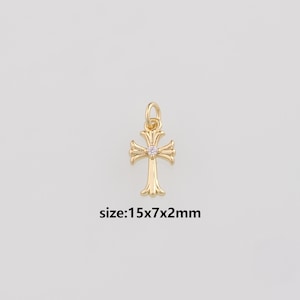 18K Gold Filled Cross Pendant,Dainty Religious Charm Earrings Necklace for DIY Jewelry Making Supply