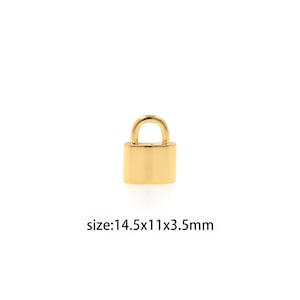 May include: A gold-colored padlock charm with a size of 14.5 x 11 x 3.5 mm.
