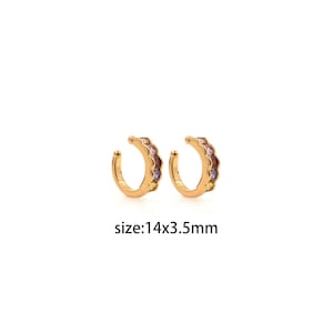 18K Gold Filled CZ Hoop Earrings,Cartilage Ear Clip,Everyday Earrings,Dainty Earrings,Gold Hoops