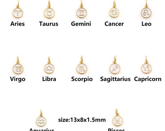 Ciondolo zodiacale riempito in oro 18 carati, collana di orecchini con ciondolo costellazione di smalto per fornitura di gioielli fai-da-te