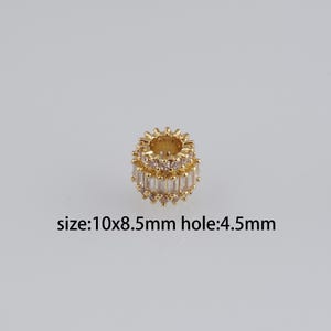 5Pcs 18K Gold Filled Cylinder Spacer Beads,CZ Micro Pave Barrel Spacer Beads,DIY Jewelry Making Supply