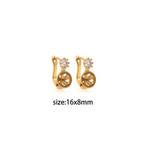 18K Gold Filled Flower Hoops,CZ Flower Earrings,Flower Charm Hoop Earrings,Jewelry Making