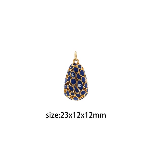18K Gold Filled Evil Eye Pendant,Enamel Evil Eye Charm Earrings Necklace for DIY Jewelry Making Supply