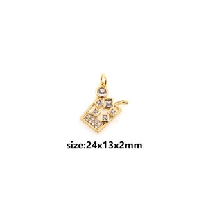 Ciondolo con bevanda in oro 18k, collana con orecchini con ciondoli a forma di micro pavé CZ per la creazione di gioielli fai da te