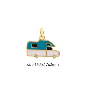 18K Gold Füllte Auto-Anhänger, Emaille-Auto-Charme-Ohrring-Halskette für die DIY Schmuckherstellung Lieferung