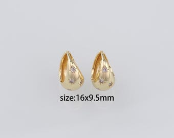 18K Gold Filled Star Thick Hoops Earrings,Gold Hoops Earrings,Dainty Hoops Huggie,Gold Huggies Hoop Earrings,Minimalist Earrings