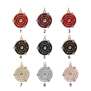 18K Gold Filled Planet Pendant,Enamel Solar System Charm Earrings Necklace for DIY Jewelry Making Supply