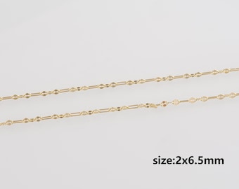 Cadena de cable chapada en oro de 18 quilates, cadenas minimalistas, collar de cadena ovalada de oro para mujer, suministro para hacer joyas DIY.