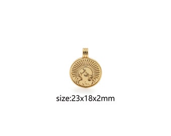 18K Gold Filled Element Pendant,Dainty Water Fire Earth Wind Charm Earrings Necklace for DIY Jewelry Making Supply