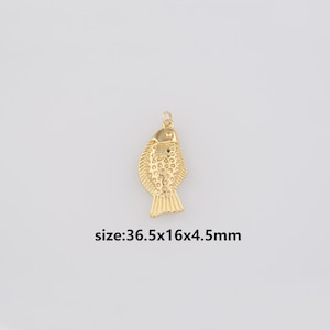 Pendentif poisson rempli d'or 18 carats, collier délicat de boucles d'oreilles à breloques en forme de poisson pour la fabrication de bijoux à monter soi-même