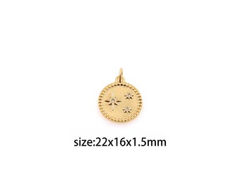 18K Gold Filled North Star Hanger, CZ Micro Pave North Star Charm Oorbellen Ketting voor DIY Sieraden Maken Supply