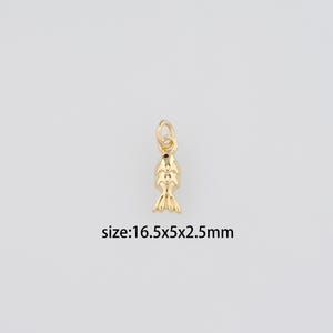 Pendentif poisson rempli d'or 18 carats, collier délicat de boucles d'oreilles à breloques en forme de poisson pour la fabrication de bijoux à monter soi-même