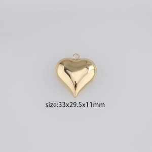 18K Gold Filled Heart Pendant,Dainty Heart Charm Earrings Necklace for DIY Jewelry Making Supply
