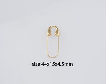 18K Gold Filled Safety Pin Pendant,Dainty Safety Pin Charm Earrings Necklace for DIY Jewelry Making Supply