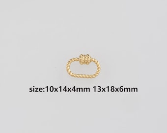 18K Gold Filled Twist Oval Carabiner Clips,Dainty Oval Screw Clasp Lock for DIY Jewelry Necklace Bracelet