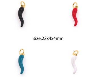 Ciondolo in corno riempito in oro 18 carati, collana con orecchini con ciondolo in corno smaltato per fornitura di gioielli fai-da-te