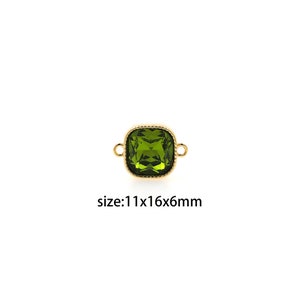 18K Gold Filled Square Connector,CZ Micro Pave Square Charm Necklace Bracelet for DIY Jewelry Making Supply