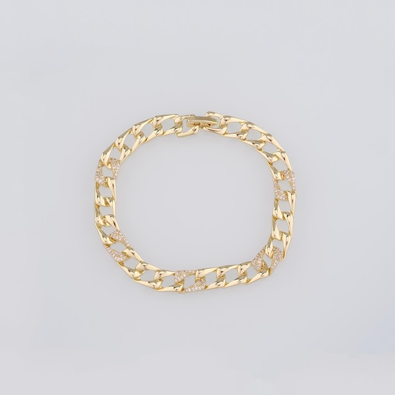 18K ゴールドフィルド スクエアリンクチェーンブレスレット - ゴールド 