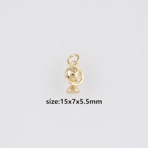 Pendentif globe en or 18 carats, collier délicat de boucles d'oreilles à breloques globe pour la fabrication de bijoux à bricoler soi-même