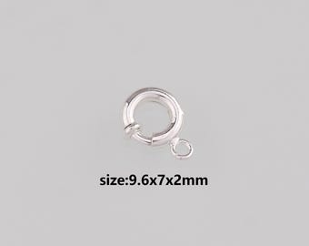 10Pcs Silver Round Carabiner Clasp,Dainty Round Spring Push Gate Clasp Lock for DIY Jewelry Necklace Bracelet