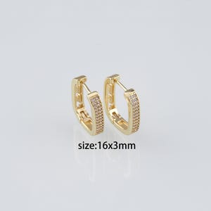 18K Gold Filled Rectangle Hoops Earrings,CZ Earrings,Dainty Hoops,Gold Huggies Hoops,Minimalist Earrings,Gift for Her