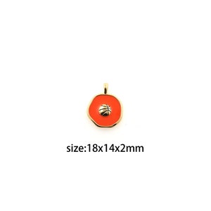 18K Gold Filled Basketball Pendant,Enamel Basketball Charm Earrings Necklace for DIY Jewelry Making Supply