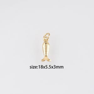 Pendentif poisson rempli d'or 18 carats, collier délicat de boucles d'oreilles à breloques en forme de poisson pour la fabrication de bijoux à monter soi-même