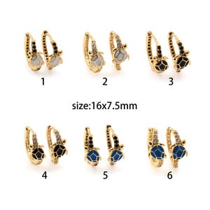 18K Gold Filled Enamel Turtle Hoops Earrings,Animal Hoops Huggie,Gold Huggies Hoop Earrings