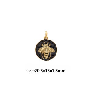 18K Gold Filled Bee Coin Pendant,Dainty Insect Charm Earrings Necklace for DIY Jewelry Making Supply