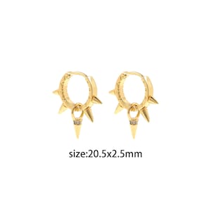 18K Gold Filled Spiked Earrings,CZ Earrings,Dainty Hoops,Gold Huggies Hoops,Minimalist Earrings,Gift for Her
