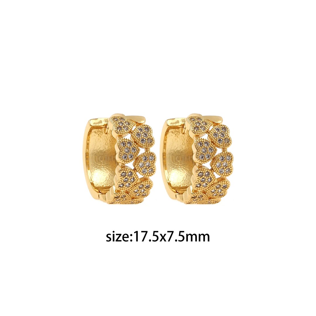 18K Gold Filled Heart Hoop Earrings,gold CZ Hoops,dainty Hoops