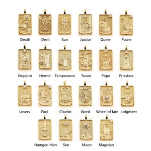 18K Gold gefüllte Tarot Karte Anhänger, Amulett Charme, Tarot Karte Ohrringe Halskette für DIY Schmuckherstellung Versorgung
