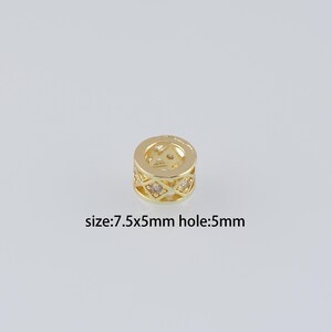 10Pcs 18K Gold Filled Cylinder Spacer Beads,CZ Micro Pave Barrel Spacer Beads,DIY Jewelry Making Supply