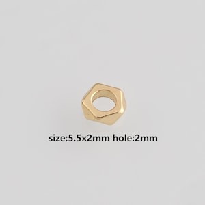 50pcs 18K Gold Filled Hexagon Spacer Beads,Hexagon Bead,Geometric Beads,Necklace And Bracelet Making,DIY Jewelry Supply