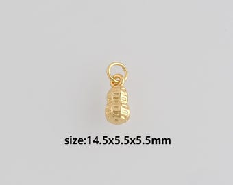 24K Gold Filled Peanut Pendant,Peanut Charm Earrings Necklace for DIY Jewelry Making Supply
