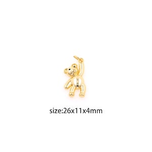 Ciondolo a forma di orso riempito in oro 18 carati, collana di orecchini con ciondolo a forma di orso delicato per la fornitura di gioielli fai-da-te