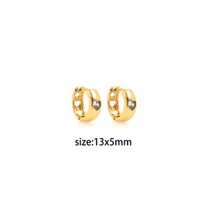 18K Gold Filled Heart Earrings,Dainty Zirconia Earrings,Gold Hoops,Dainty CZ Hoops Huggie